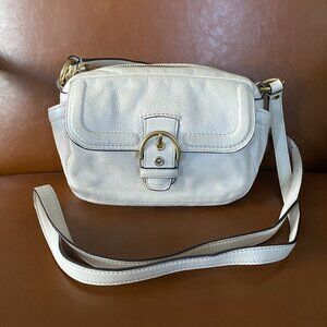 Coach Genuine Leather Crossbody Camera Bag in White with Gold Hardware